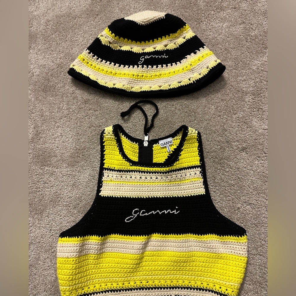 Ganni set. Top and hat both size M